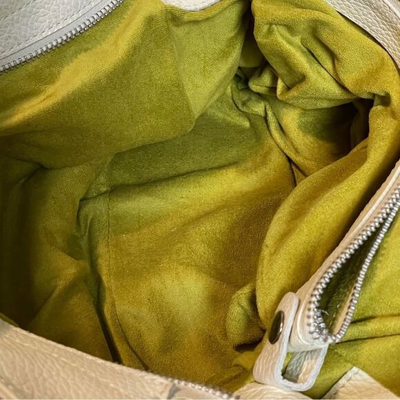 Cavalcanti Soft Leather Italian Shoulder Bag Purse With Black Tassels Off White - Picture 14 of 16